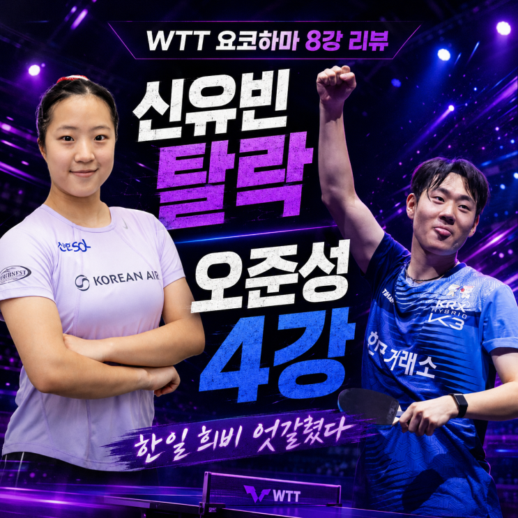 WTT 챔피언스 요코하마 8강 리뷰, 신유빈 탈락·<b>오준성</b> 4강 진출…한....