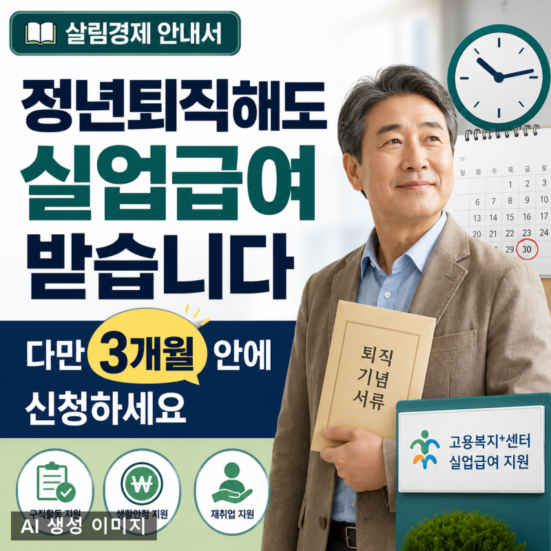 정년퇴직해도 실업급여 받습니다 — 다만 3개월 안에 신청하세요