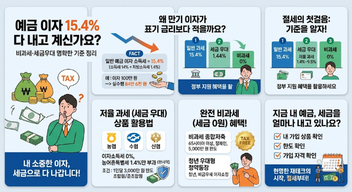 예금 이자 세금 15.4% 다 내고 계신가요? 비과세·세금우대 명확한 기준 정리