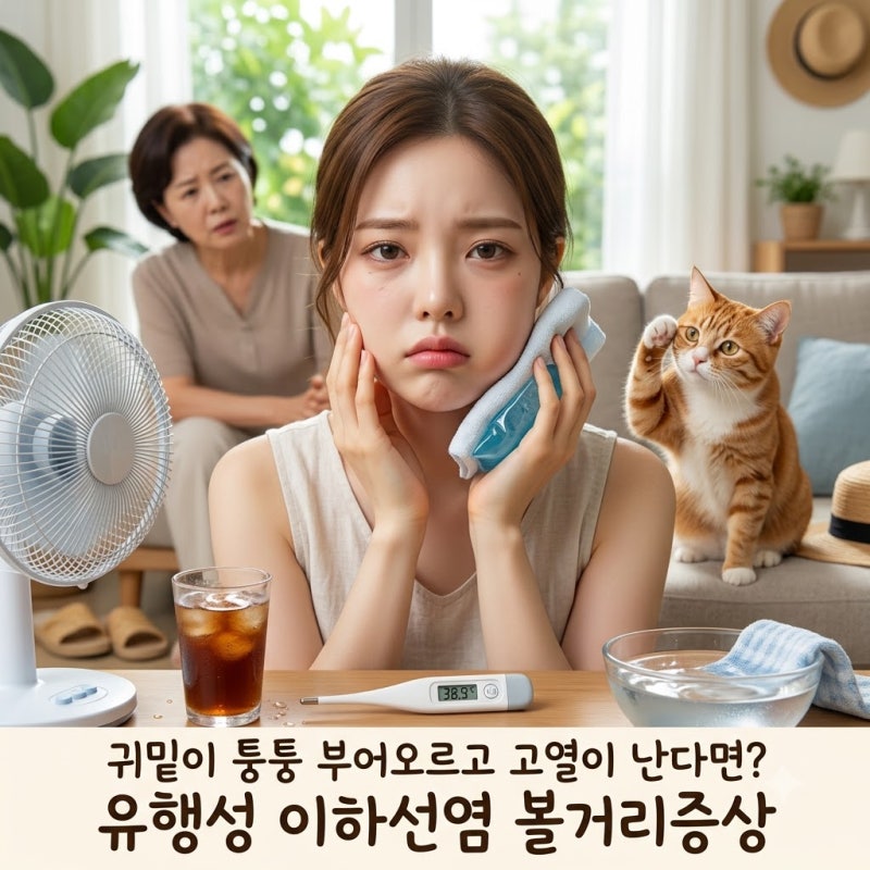 귀밑이 퉁퉁 부어오르고 고열이 난다면? 유행성 이하선염 볼거리증상