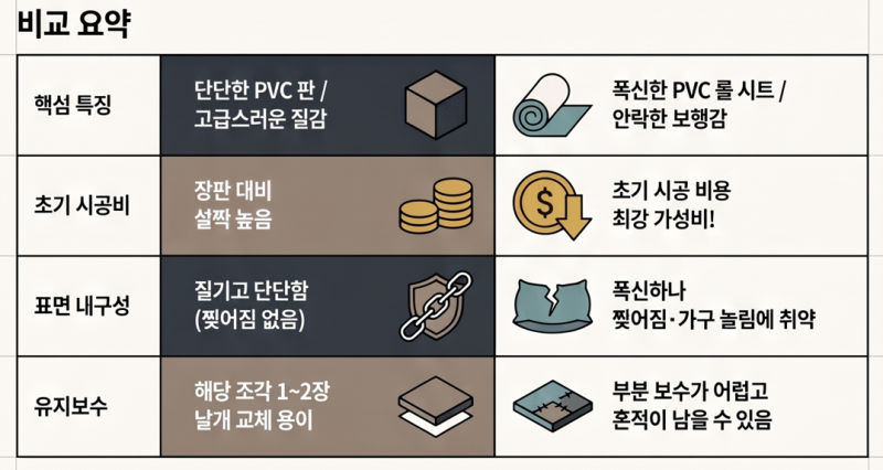 [대구 도배 정보] 데코타일 VS 장판 장단점 비교