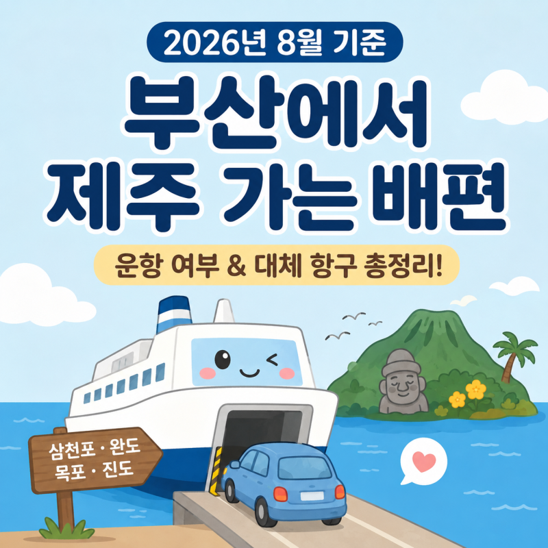 부산 제주 배편 지금 운항할까? 2026년 8월 최신 현황·대체 노선·차량선적 총정리