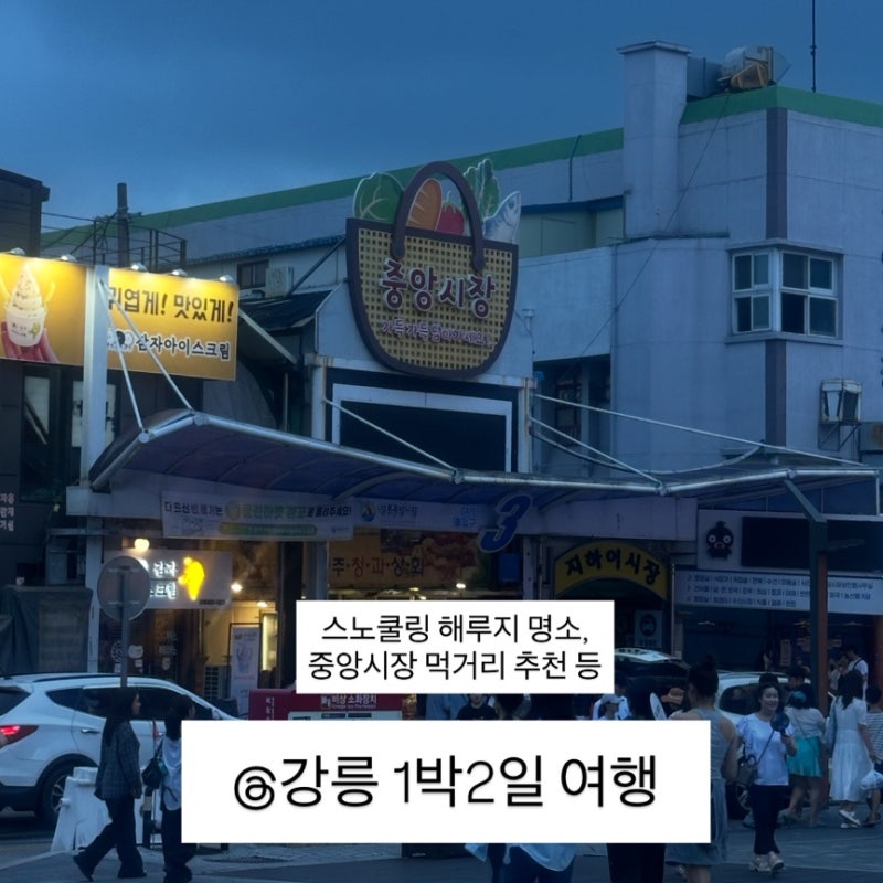 강릉여행* 1박2일 여름휴가 일정 (스노쿨링 해루지 명소 강릉중앙시장 전기차충전 주차)