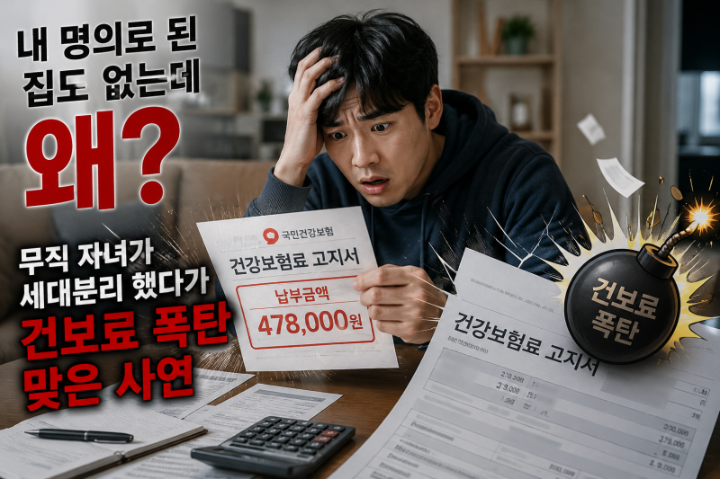 "내 명의로 된 집도 없는데 왜?무직 자녀가 세대분리 했다가 건보료 폭탄 맞은 사연"