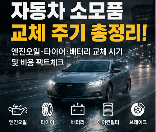 [정비 팁] 2026 자동차 소모품 교체 주기표 총정리: 엔진오일·타이어·배터리 교체 시기와 정....