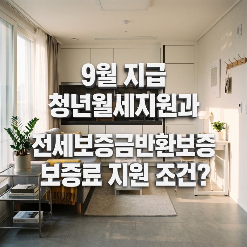 9월 지급 청년월세지원과 전세보증금반환보증 보증료 지원 조건?