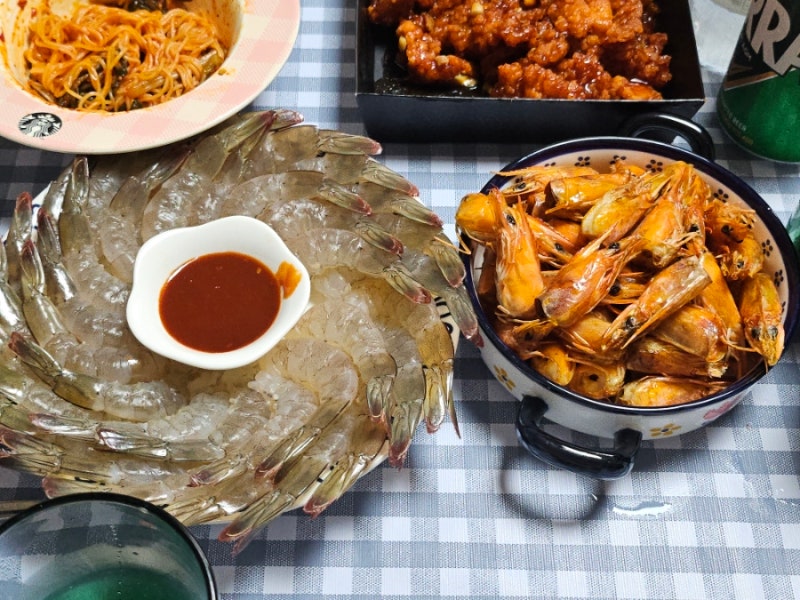 가락시장 수산시장 횟집 남원씨푸드 생새우 포장 새우회 새우머리버터구이 후기