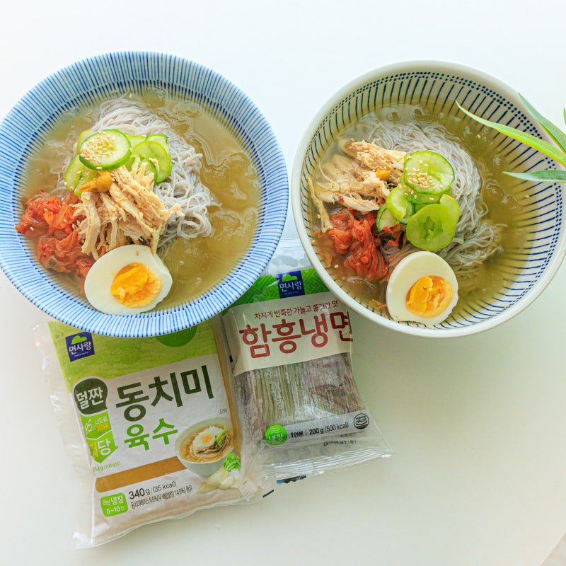 "덥고 입맛 없을 땐 이게 정답!" 면사랑 함흥냉면사리 저당냉면육수로 신김치 초계냉면 만들....