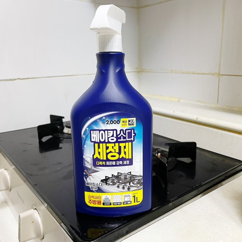 다이소 베이킹소다 다목적 세정제 1000ml, 가스레인지 닦아보니 진짜 좋네요