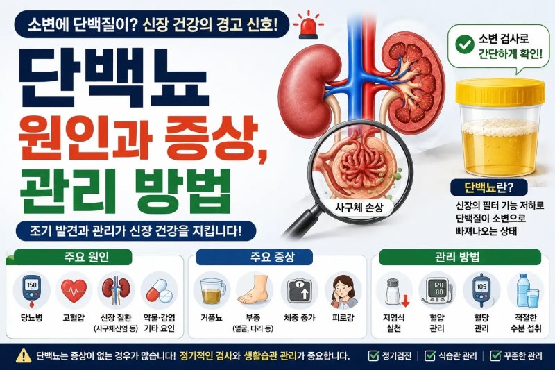 단백뇨 원인과 증상, 관리 방법｜소변에 단백질이 나오는 이유와 검사 방법