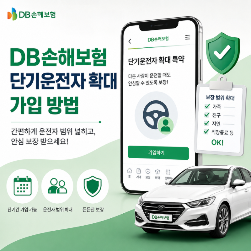 DB손해보험 자동차보험 단기운전자 확대 일일보험 가입 방법, 절차