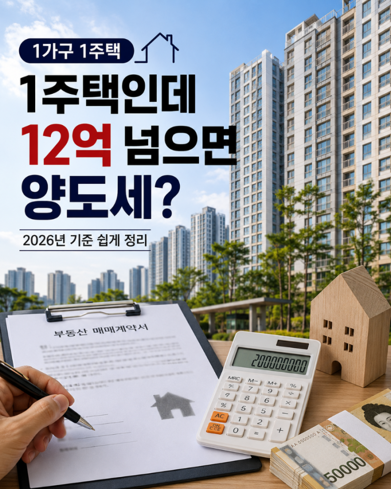 1가구 1주택 양도세 얼마일까? 12억 넘으면 계산이 달라집니다
