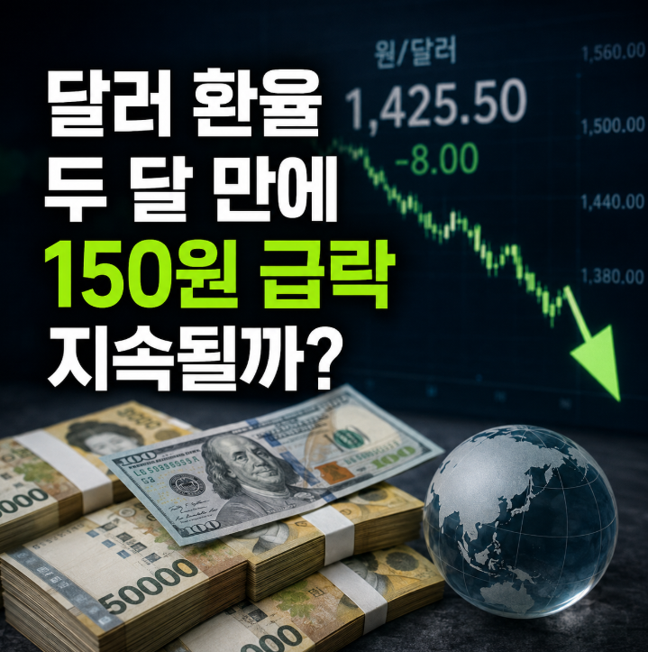 달러 환율 두 달 만에 150원 급락…달러 약세, 일시적일까? 추세적 하락시작일까? 환율 전망
