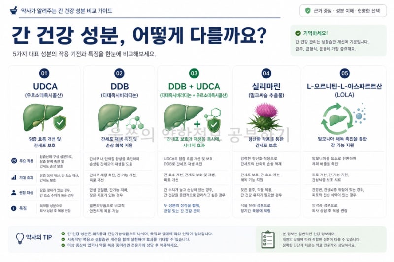 간장약 종류별 효과 총정리｜우루사·밀크씨슬·간수치약, 뭐가 다를까?