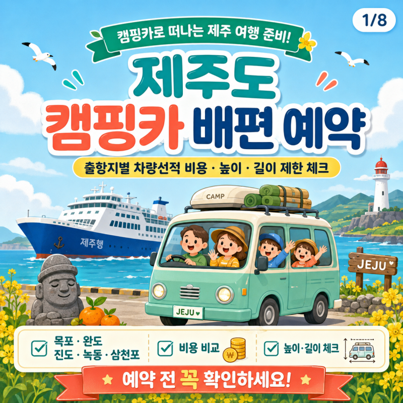 제주도 캠핑카 배편 예약｜출항지별 차량선적 비용 높이 길이 제한 체크