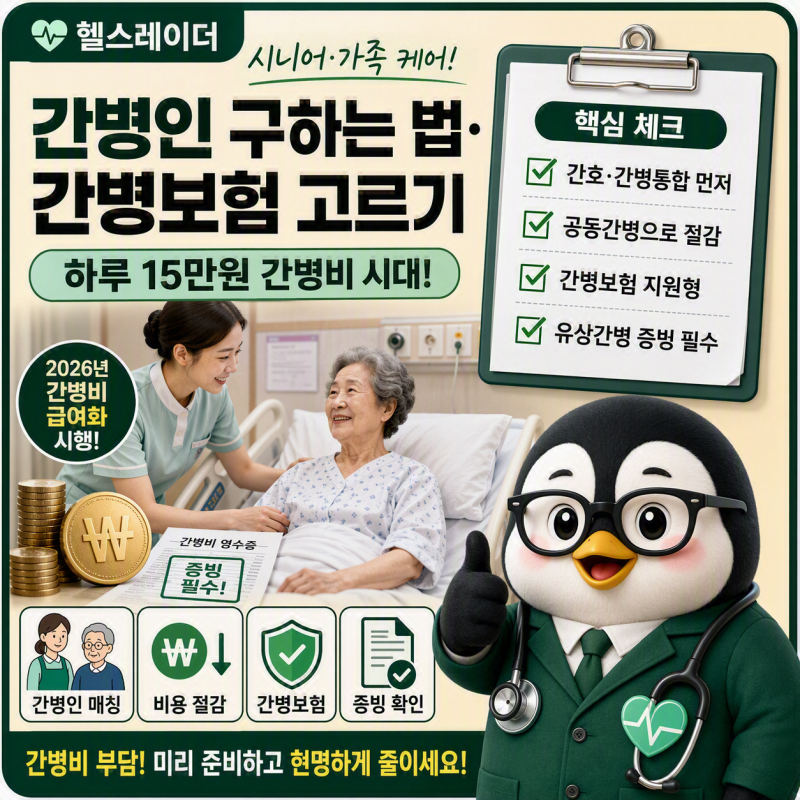 간병인 구하는 법·간병보험 고르는 법 총정리 (2026 비용·매칭·보험 비교)