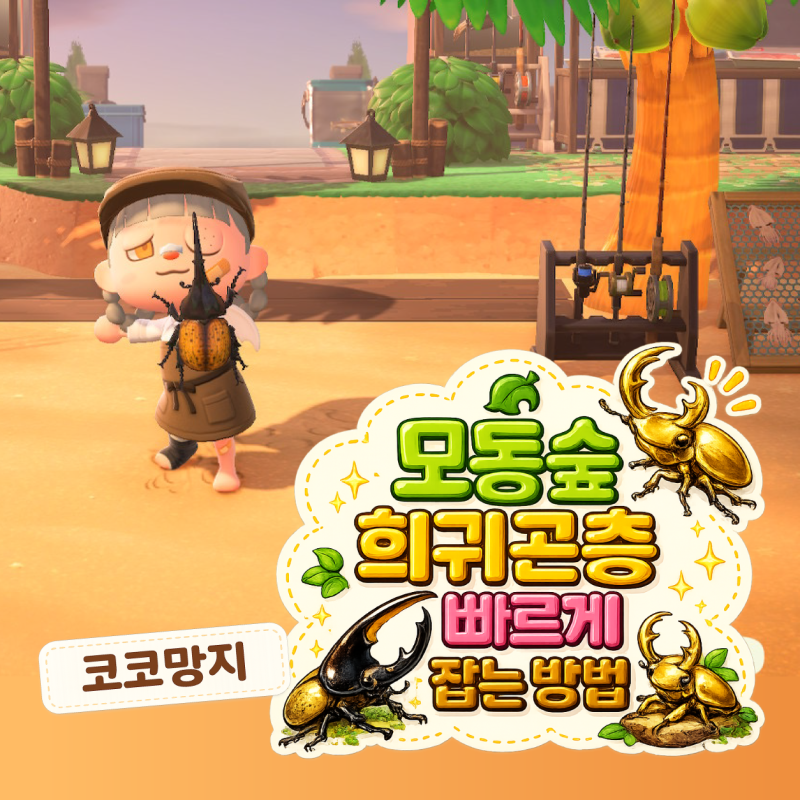 모여봐요 동물의 숲 희귀곤충 빠르게 잡는 방법 총정리! 황금사슴벌레 잡기 공략