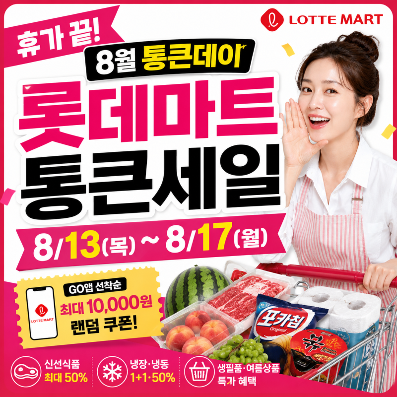 롯데마트 통큰세일 8월 13일 시작, 기간·행사카드·할인 혜택 미리보기