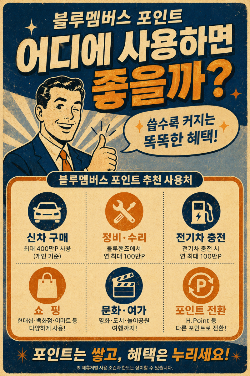 현대자동차 블루멤버스 포인트 어디에 쓰지? 사용처 총정리
