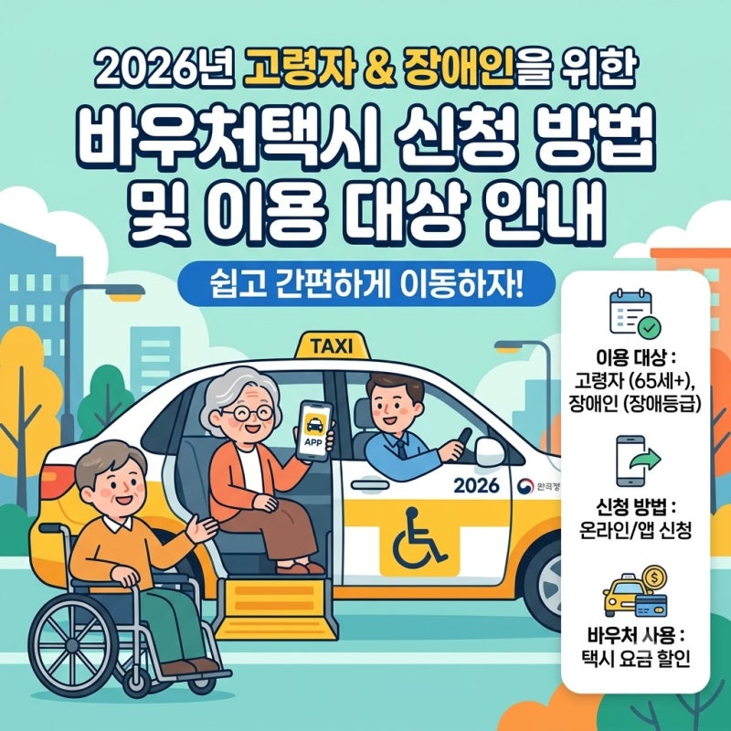 2026년 바우처택시 신청 방법 및 고령자 이용 대상 완벽 정리