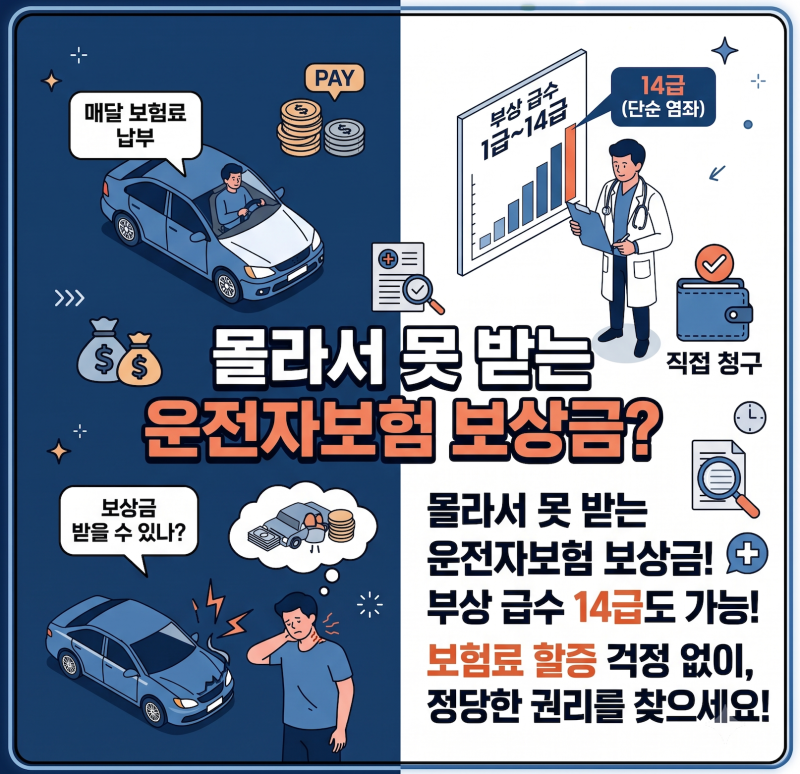 몰라서 못 받는 운전자보험 보상금! 보험료만 내면서 놓치고 계신가요?