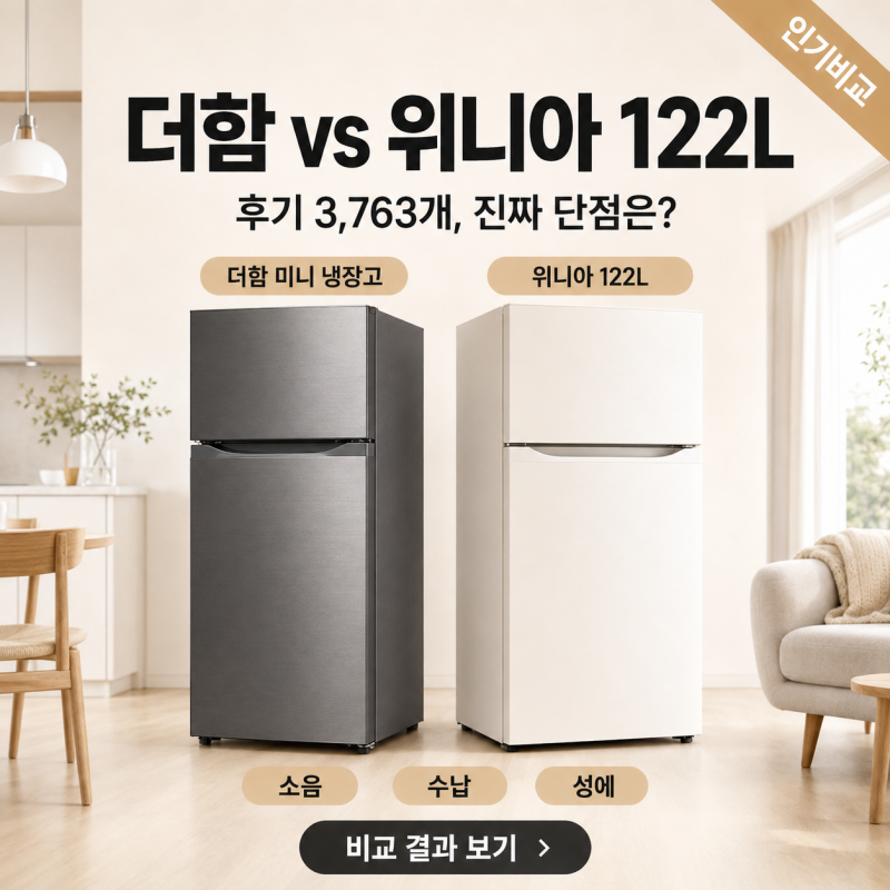 더함 미니 냉장고 vs 위니아 122L, 후기 3,763개 다 살펴보니 진짜 단점은 이거예요
