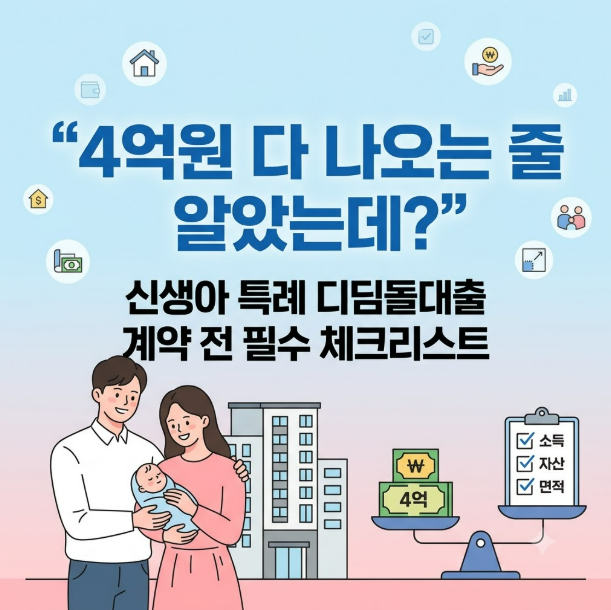 4억원 다 나오는 줄 알았는데?" 신생아 특례 디딤돌대출 계약 전 필수 체크리스트 소득 2억·....