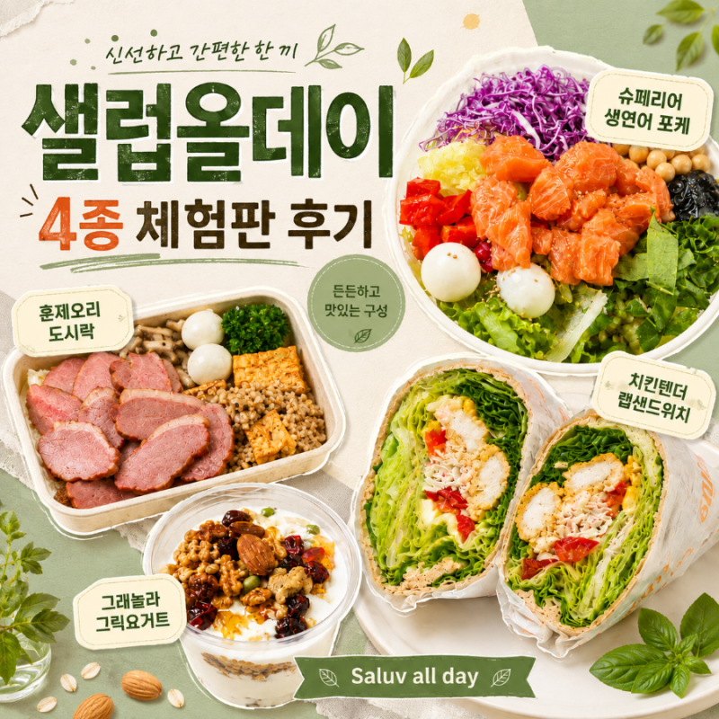 다이어트 도시락 샐러드 정기배송 샐럽올데이 4종 체험판 후기
