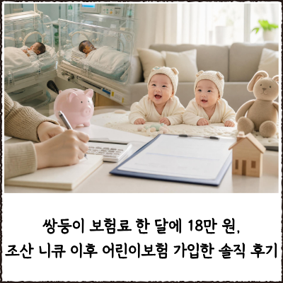 쌍둥이 보험료 한 달에 18만 원, 조산 니큐 이후 어린이보험 가입한 솔직 후기