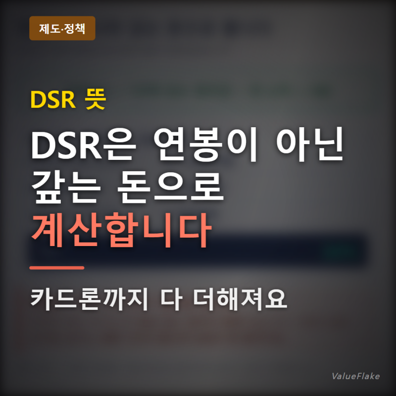 "DSR 뜻" 연봉이 아니라 갚는 돈으로 봅니다