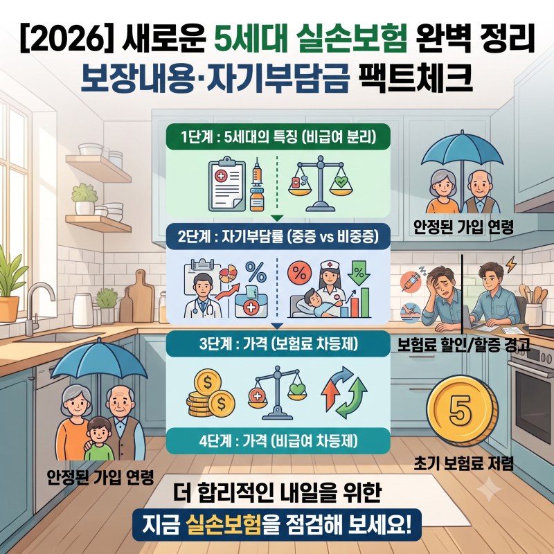 [2026] 새로운 5세대 실손보험 완벽 정리: 보장내용·자기부담금 팩트체크 (+출시일, 가격, 전환....