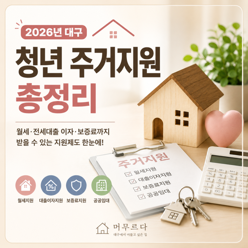 2026 대구 청년이라면 꼭 확인하세요! 받을 수 있는 주거지원 총정리