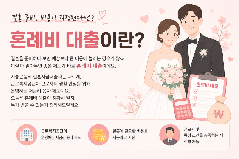 혼례비 대출이란, 근로복지공단 생활안정자금 신청조건 총정리