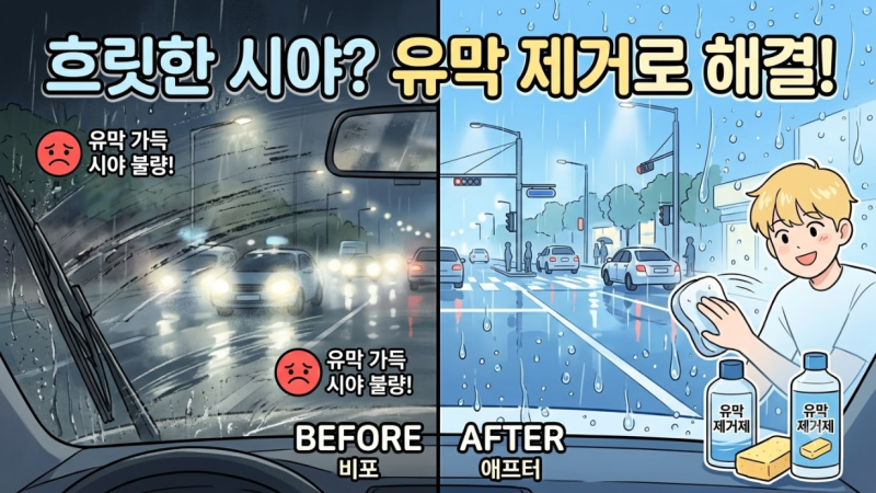 여름철 차량 와이퍼 소음 부드럽게 없애는 유막제거 셀프 시공 완벽 가이드