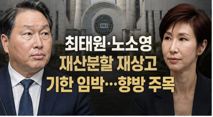 <b>최태원</b> 노소영 <b>재산분할</b> 재상고 기한 임박 향방 주목