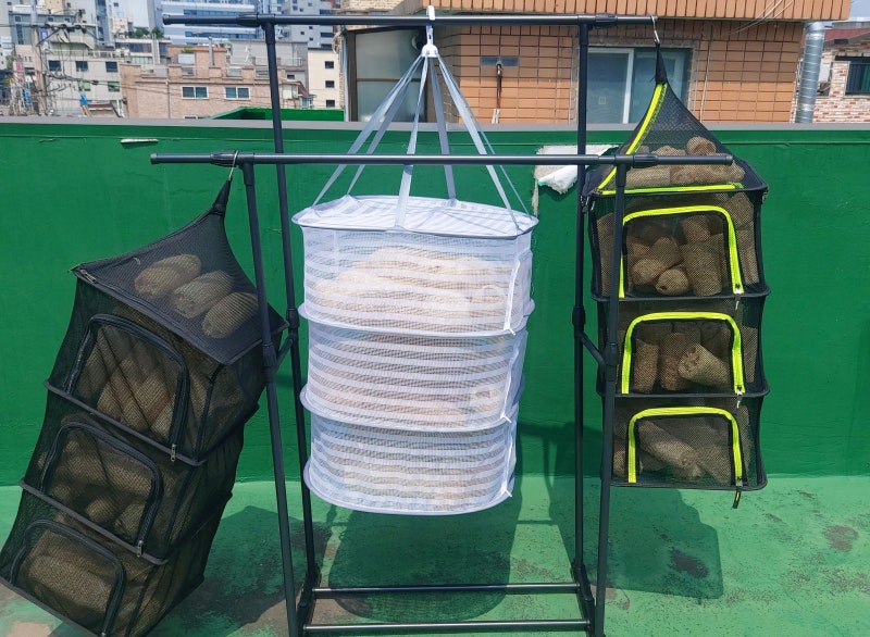 설거지용 천연수세미 만들기 작업 신규 아이템 철제 파이프 행거