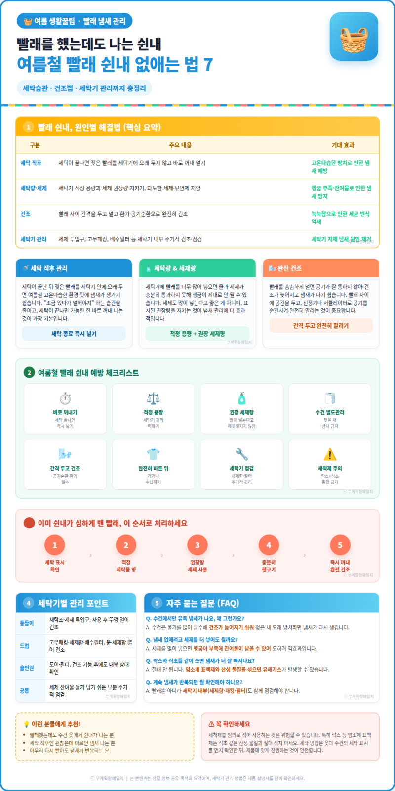 [생활정보] 빨래했는데 쉰내세탁기냄새제거법 여름철 수건·옷 냄새 제거법 7가지 + 통돌이·....