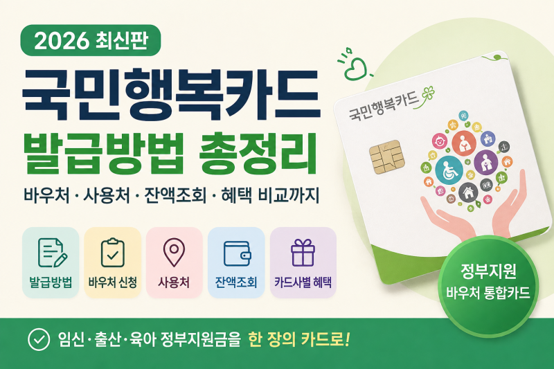 2026 국민행복카드 발급방법｜바우처·사용처·잔액조회·혜택 총정리