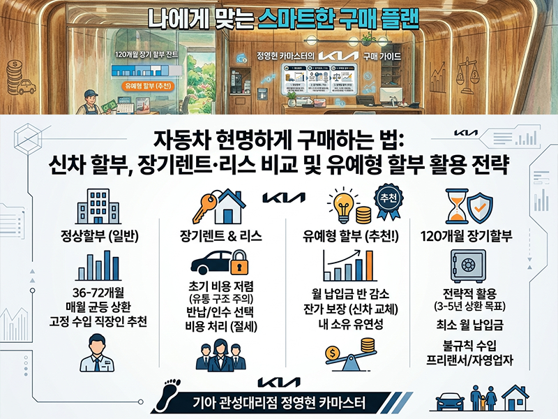 신차 할부 잔가보장 유예형 vs 렌트 리스 차이? 현명한 자동차 결제방법 총정리 (기아 관성점 ....
