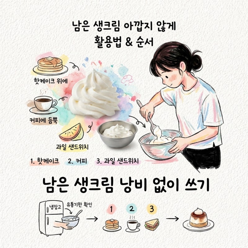 케이크 만들고 남은 생크림 활용법과 유통기한 안에 쓰는 순서
