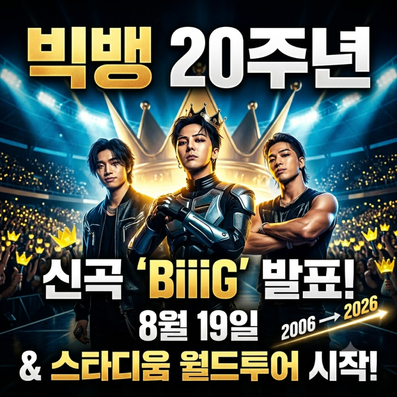 빅뱅 20주년, 8월 19일 ‘BiiiG’로 다시 시작된다