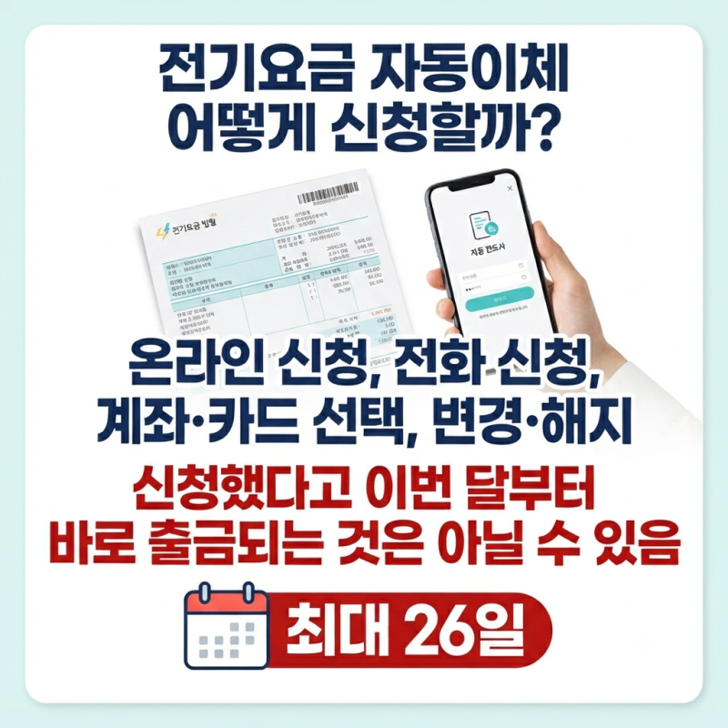 전기요금 자동이체 신청방법, 한전 전화부터 신청날짜·변경·해지까지