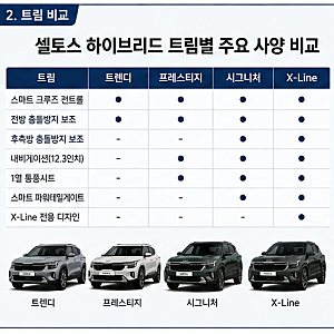 2026 셀토스 하이브리드 가격표 총정리, 트림별 가격과 연비 옵션까지