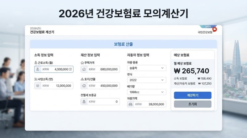지역가입자 건강보험료 계산방법 2026년 요율로 직접 모의계산해보니