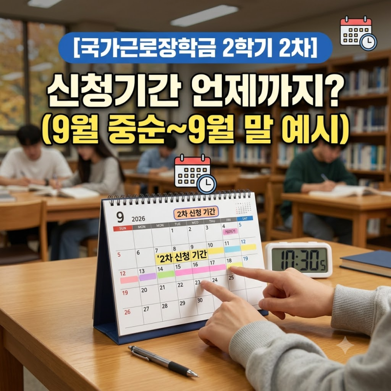 국가근로장학금 2학기 2차 신청 언제까지? 신청기간·조건·시급 확인하기