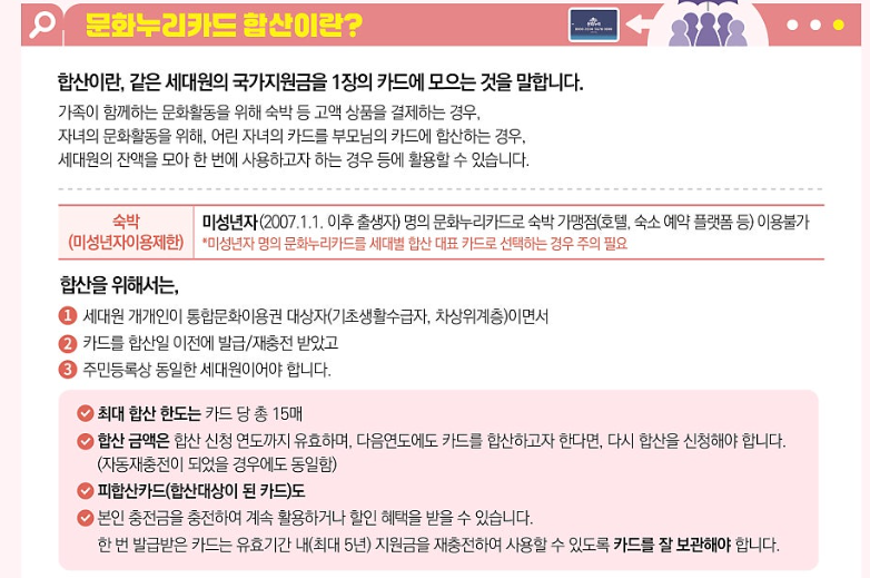 문화누리카드 합산 신청 방법, 가족카드 하나로 모아 최대 60만원 쓰는 법