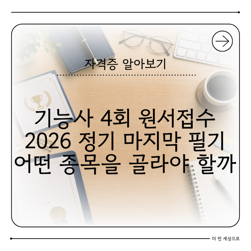 기능사 4회 원서접수 2026 올해 마지막 필기 종목은 어떻게 고를까