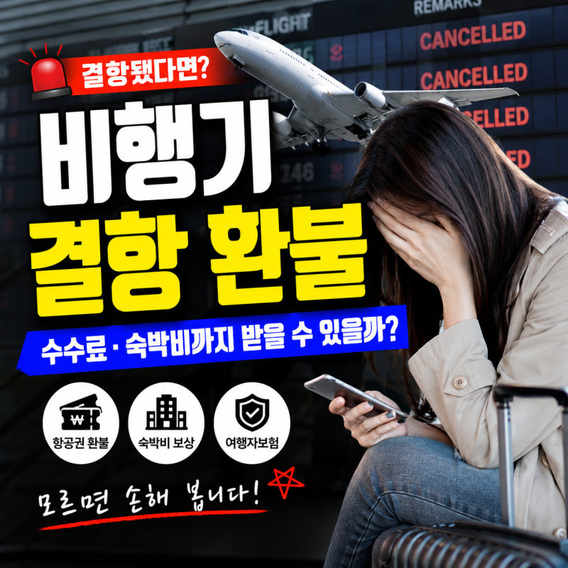 비행기 결항 환불 방법｜항공권 취소 수수료·숙박비 보상 받을 수 있을까?