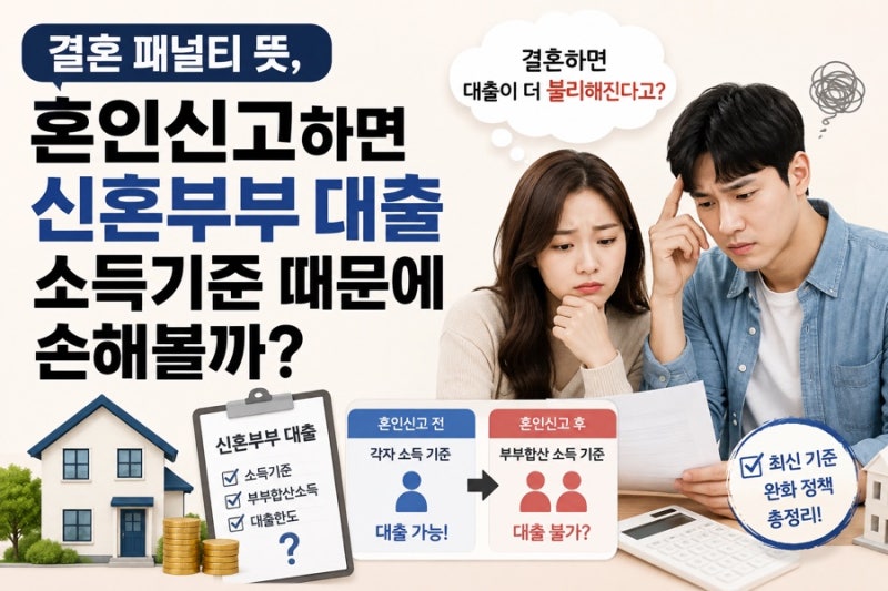 결혼 패널티 뜻, 혼인신고하면 신혼부부 대출 소득기준 때문에 손해 볼까?