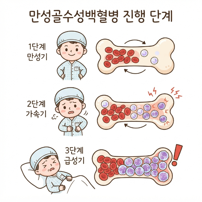 만성골수성백혈병 진행 단계 총정리｜만성기·가속기·급성기 차이와 특징